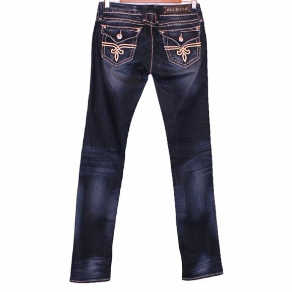 ROCK REVIVAL Kristen Straight Jeans in Dark Blue Women's Size 27 = 3/4 U.S. - Picture 4 of 9